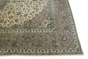Vintage Cream Beige Traditional 10X13 Kashan Persian Rug