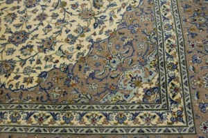 Vintage Cream Beige Traditional 10X13 Kashan Persian Rug
