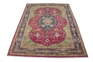 Vintage Red Traditional Pictorial 10X13 Tabriz Persian Rug