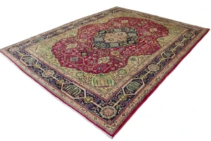 Vintage Red Traditional Pictorial 10X13 Tabriz Persian Rug