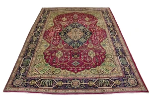 Vintage Red Traditional Pictorial 10X13 Tabriz Persian Rug