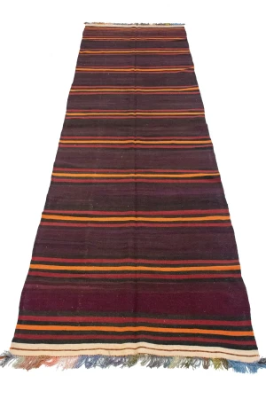 Vintage Multicolored Tribal 4'6X15 Kilim Persian Runner Rug