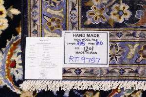 Vintage Navy Blue Traditional 10X13 Kashan Persian Rug