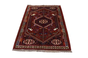 Red Tribal 4X5 Shiraz Persian Rug