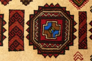 Vintage Beige & Red Tribal 3X6 Balouch Persian Rug