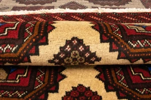 Vintage Beige & Red Tribal 3X6 Balouch Persian Rug