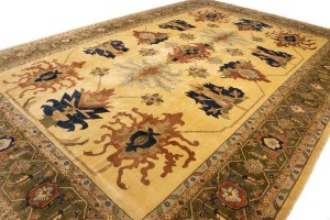 Vintage Beige Floral 13X19 Heriz Sultanabad Persian Rug