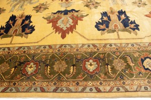 Vintage Beige Floral 13X19 Heriz Sultanabad Persian Rug
