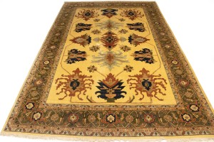 Vintage Beige Floral 13X19 Heriz Sultanabad Persian Rug