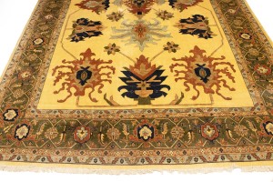 Vintage Beige Floral 13X19 Heriz Sultanabad Persian Rug