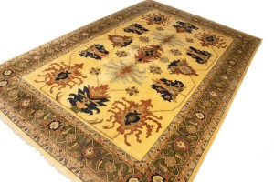 Vintage Beige Floral 13X19 Heriz Sultanabad Persian Rug