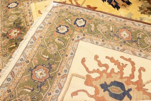 Vintage Beige Floral 13X19 Heriz Sultanabad Persian Rug