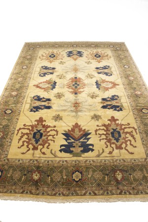 Vintage Beige Floral 13X19 Heriz Sultanabad Persian Rug