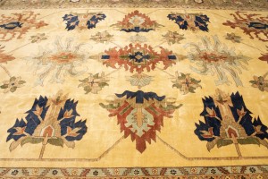 Vintage Beige Floral 13X19 Heriz Sultanabad Persian Rug