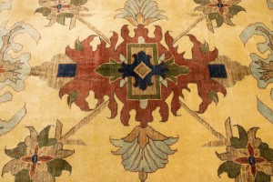 Vintage Beige Floral 13X19 Heriz Sultanabad Persian Rug