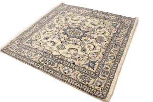 Vintage Cream Classic 6X6 Nain Tabas Persian Rug
