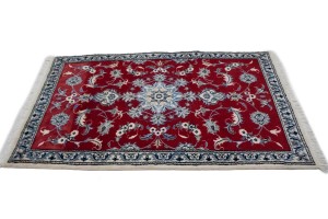 Vintage Red Floral 3X5 Nain Persian Rug