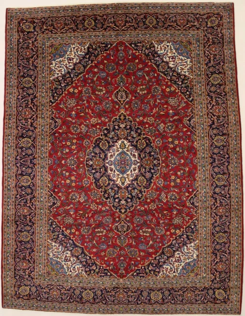 Vintage Red Traditional 10X13 Kashan Persian Rug