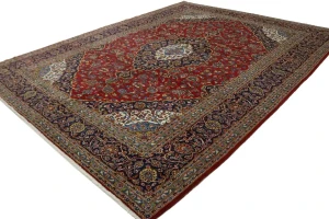 Vintage Red Traditional 10X13 Kashan Persian Rug