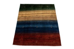 Multiolored Stripes Tribal 5X6 Gabbeh Persian Rug
