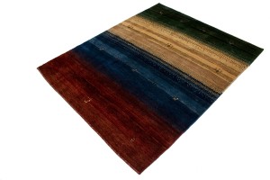 Multiolored Stripes Tribal 5X6 Gabbeh Persian Rug