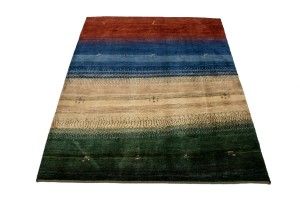 Multiolored Stripes Tribal 5X6 Gabbeh Persian Rug