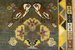 Vintage Gray & Olive Pictorial 4X7 Shiraz Persian Rug