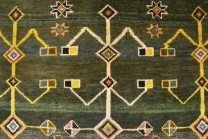Vintage Gray & Olive Pictorial 4X7 Shiraz Persian Rug
