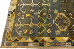 Vintage Gray & Olive Pictorial 4X7 Shiraz Persian Rug