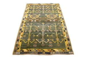 Vintage Gray & Olive Pictorial 4X7 Shiraz Persian Rug