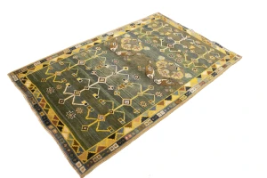 Vintage Gray & Olive Pictorial 4X7 Shiraz Persian Rug