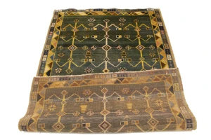 Vintage Gray & Olive Pictorial 4X7 Shiraz Persian Rug