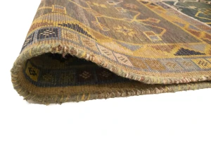 Vintage Gray & Olive Pictorial 4X7 Shiraz Persian Rug