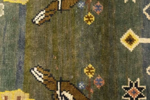 Vintage Gray & Olive Pictorial 4X7 Shiraz Persian Rug
