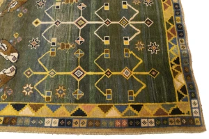 Vintage Gray & Olive Pictorial 4X7 Shiraz Persian Rug