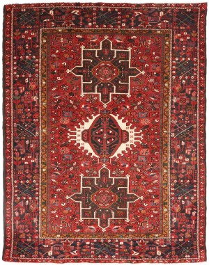 Vintage Rusty Red Tribal 5X6'6 Karajeh Persian Rug