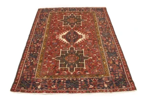 Vintage Rusty Red Tribal 5X6'6 Karajeh Persian Rug