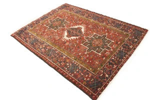 Vintage Rusty Red Tribal 5X6'6 Karajeh Persian Rug