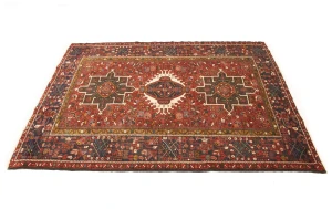 Vintage Rusty Red Tribal 5X6'6 Karajeh Persian Rug