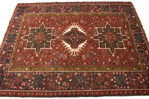 Vintage Rusty Red Tribal 5X6'6 Karajeh Persian Rug
