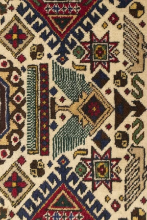 Antique Cream Pictorial 4'4X6'4 Ardebil Persian Rug