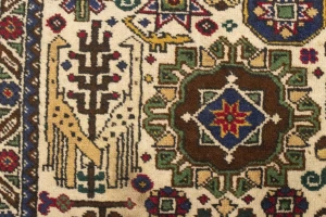 Antique Cream Pictorial 4'4X6'4 Ardebil Persian Rug