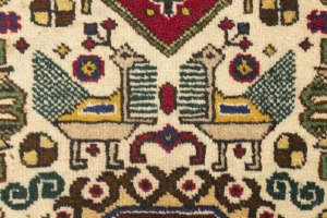 Antique Cream Pictorial 4'4X6'4 Ardebil Persian Rug