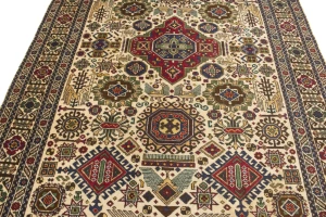 Antique Cream Pictorial 4'4X6'4 Ardebil Persian Rug