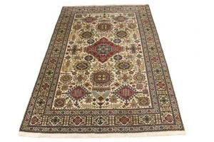 Antique Cream Pictorial 4'4X6'4 Ardebil Persian Rug