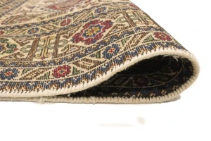 Antique Cream Pictorial 4'4X6'4 Ardebil Persian Rug
