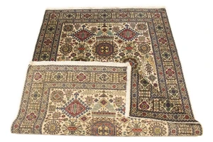Antique Cream Pictorial 4'4X6'4 Ardebil Persian Rug