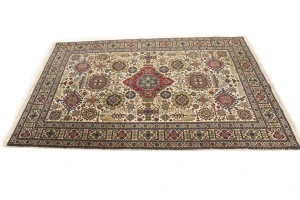 Antique Cream Pictorial 4'4X6'4 Ardebil Persian Rug