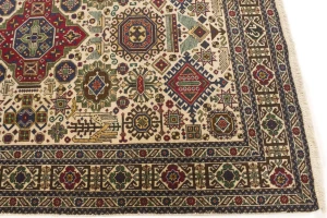 Antique Cream Pictorial 4'4X6'4 Ardebil Persian Rug