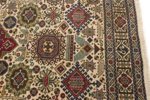 Antique Cream Pictorial 4'4X6'4 Ardebil Persian Rug